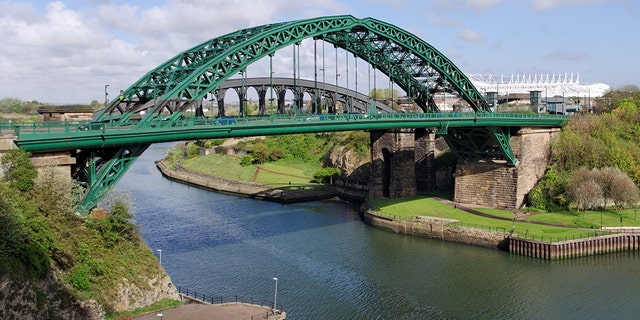 Police said Paige Hunter's inspiring messages on Sutherland, England's Wearmouth Bridge, pictured here, helped save six lives.