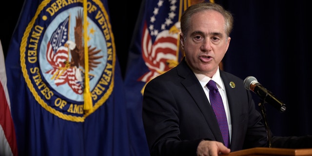 Veterans Affairs Secretary David Shulkin makes an announcement at the Department of Veterans Affairs in Washington, Monday, June 5, 2017. Shulkin announced plans to revamp the department's information technology system. (AP Photo/Susan Walsh)