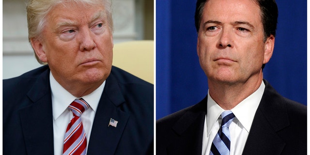 President Trump, left, said he did the country "a great service" by firing former FBI Director James Comey, right.