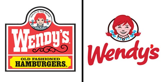 Wendy's original logo, left, and new logo, right