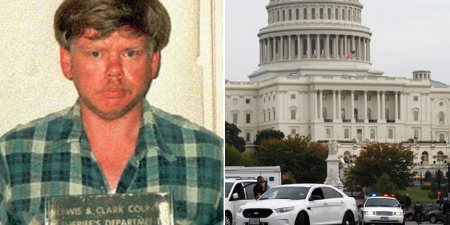 Booking photo from Montana of Russell Eugene Weston, Jr. and the U.S. Capitol on Capitol Hill in Washington.