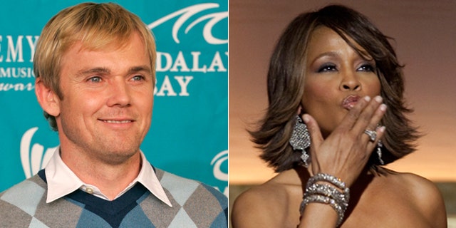 Ricky Schroder, left, and Whitney Houston, right, are shown.