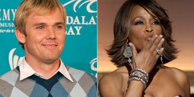 Ricky Schroder, left, and Whitney Houston, right, are shown.