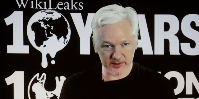 WikiLeaks founder Julian Assange via video link on Oct. 4, 2016.