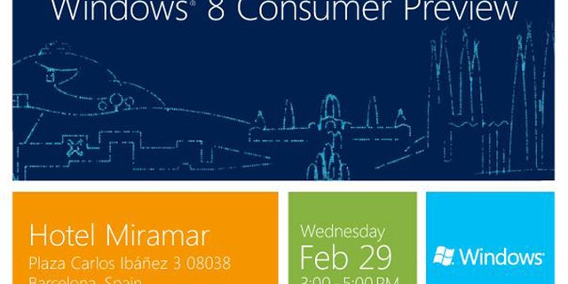 An invitation to Microsoft's Windows 8 Consumer Preview event in Barcelona.