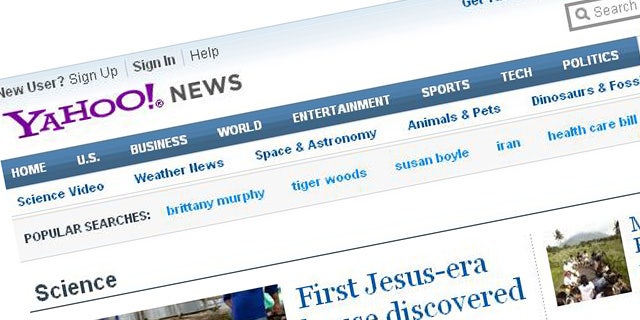 A screenshot of the website for Internet giant Yahoo.com.