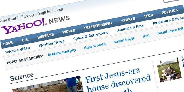A screenshot of the website for Internet giant Yahoo.com.