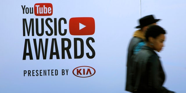 People arrive for the YouTube Music Awards in New York in 2013.