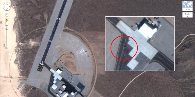 New satellite images posted on Google Maps reveal a secret air base in Yucca Lake, Nev., where drones (circled, either a Predator or a Reaper) and even the top secret RQ170 are reportedly tested.