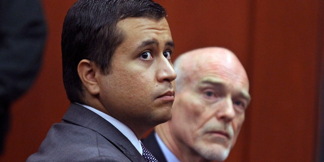 George Zimmerman, left, and attorney Don West appear before Circuit Judge Kenneth R. Lester, Jr. Friday, June 29, 2012, during a bond hearing at the Seminole County Criminal Justice Center in Sanford, Fla. Zimmerman is charged with second-degree murder in the shooting of Trayvon Martin.(AP Photo/Orlando Sentinel, Joe Burbank, Pool)