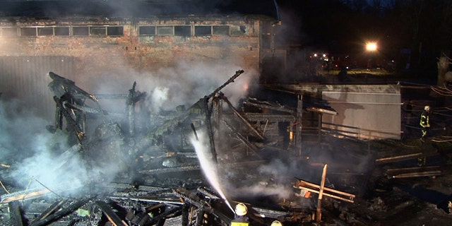 Nov. 13: Firefighters work to extinguish a fire at the Karlsruhe Zoo, in which 26 animals perished.