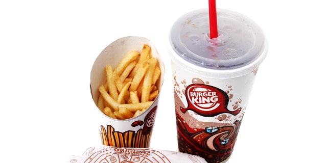 West Palm Beach, USA - February 21, 2011: A Burger King Chicken Sandwich Value Meal which includes a soda drink, french fries and a chicken sandwich.