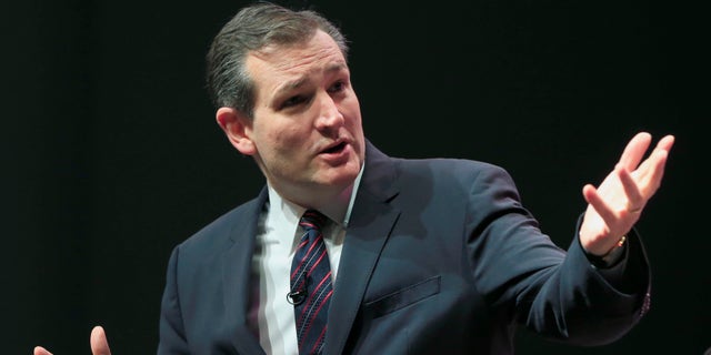 Republican Presidential candidate Sen. Ted Cruz, R-Texas speaks at the Iowa Faith & Freedom 15th Annual Spring Kick Off, in Waukee, Iowa, Saturday, April 25, 2015. (AP Photo/Nati Harnik)