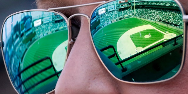 Courtney Wheaton watches a baseball game between the Detroit Tigers and the Chicago White Sox in Chicago, Sunday, June 17, 2018.