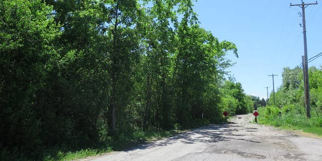 June 3, 2014: The site in Waukesha, Wis., where a bicyclist found a 12-year-old girl who had 19 stab wounds. (AP)