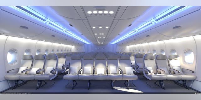 Airbus A380's packed economy class seats 11 passengers per row.