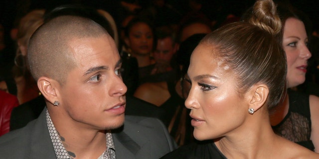 Casper Smart and singer Jennifer Lopez at the 55th Annual GRAMMY Awards on February 10, 2013.