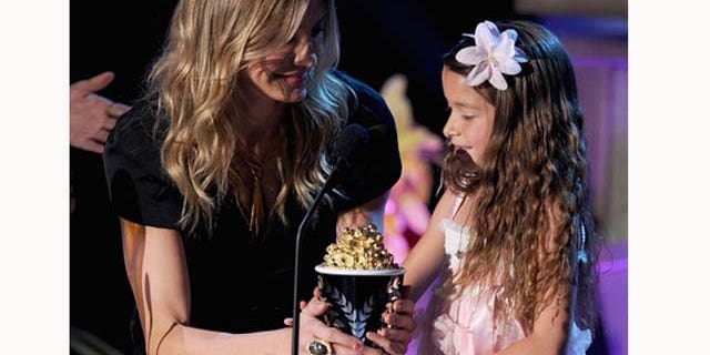 June 5, 2011: Actress Cameron Díaz presents the Best Line From A Movie award to actress Alexys Nycole Sánchez onstage during the 2011 MTV Movie Awards at Universal Studios' Gibson Amphitheatre on June 5, 2011 in Universal City, Calif.