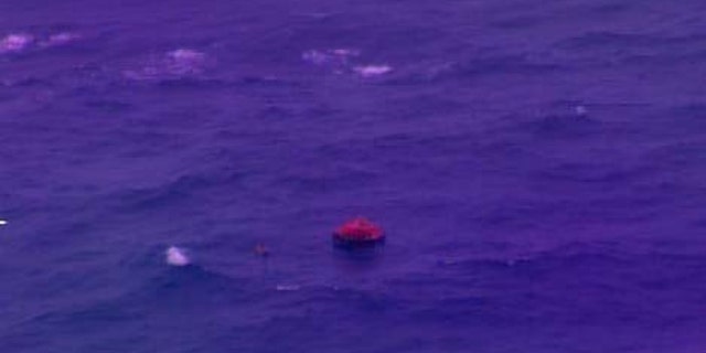 An HC-130 Hercules aircrew from Coast Guard Air Station Barbers Point located a life raft with eight people aboard from the fishing vessel Princess Hawaii.