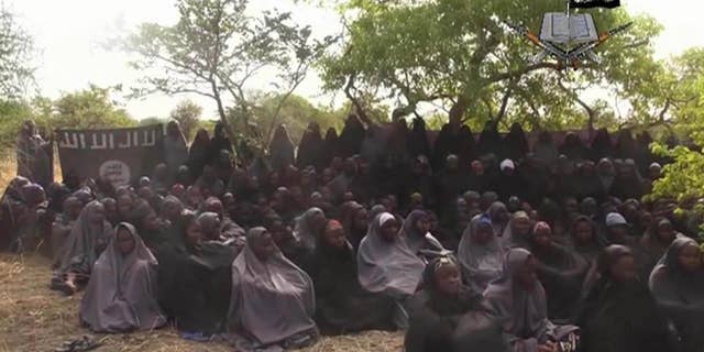 May 12, 2014: This file image taken from video by Nigeria's Boko Haram terrorist network shows the alleged missing girls abducted from the northeastern town of Chibok. (AP)