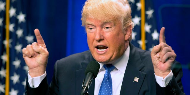 Republican presidential candidate Donald Trump speaks at Saint Anselm College Monday, June 13, 2016, in Manchester, N.H. Trump attacked Hilary Clinton by name in his speech in the aftermath of the Orlando shooting.