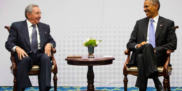 Presidents Raul Castro and Barack Obama at the Summit of the Americas on April 11, 2015.