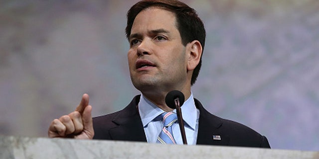 NASHVILLE, TN - APRIL 10: U.S. Sen. Marco Rubio (R-FL) speaks during the NRA-ILA Leadership Forum at the 2015 NRA Annual Meeting & Exhibits on April 10, 2015 in Nashville, Tennessee. The annual NRA meeting and exhibit runs through Sunday. (Photo by Justin Sullivan/Getty Images)