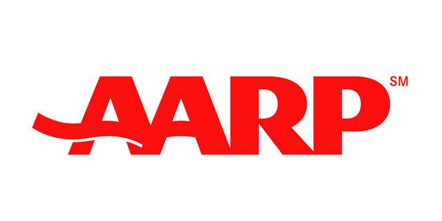 AARP logo, graphic element on white. (AP)