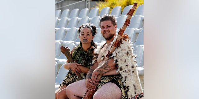 Maori entertainers are seen before the Cricket World Cup match between Ireland and the West Indies in Nelson February 16, 2015.