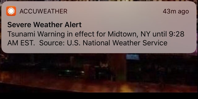 An alert sent to people about a tsunami warning early Tuesday that the National Weather Service says was just a test.