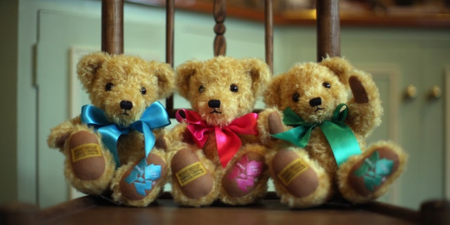 IRONBRIDGE, UNITED KINGDOM - APRIL 05: Official teddy bears commemorating the 2012 London Olympics sit in the shop of the Merrythought teddy bear factory on April 5, 2011 in Ironbridge, England. Established in 1930, Merrythought has been hand-making Teddy Bears for over 80 years in Shropshire. The family-run company is the last remaining British teddy bear factory and is launching its latest limited edition bear to mark the royal wedding. The Commemorative Royal Wedding bear is limited to 75 and comes after its popular Prince William and Catherine Middleton bears completely sold out. Merrythought has also been selected by the London Olympic Games organisers to produce the official teddy bears of the London 2012 Olympic and Paralympic games. (Photo by Christopher Furlong/Getty Images)