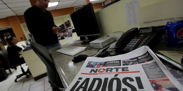 El Norte newspaper pictured after the paper announced its closure due to what it says is a situation of violence against journalists in Ciudad Juarez, Mexico, April 2, 2017.