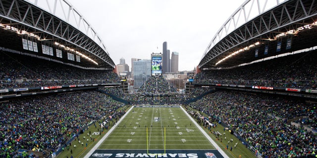 Fans at CenturyLink Field watch during the first quarter of an NFC divisional playoff NFL football game between the Seattle Seahawks and the New Orleans Saints in Seattle in 2014.<br data-cke-eol="1">