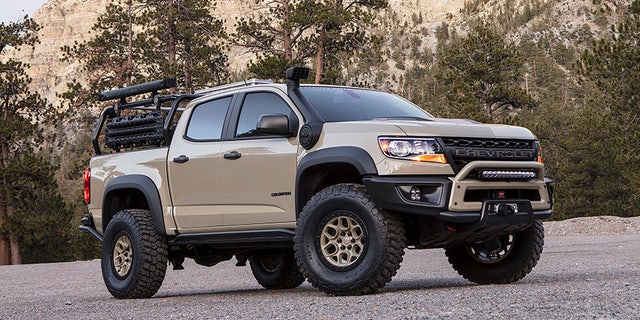 Colorado ZR2 AEV SEMA concept, created in collaboration with legendary off-road manufacturer American Expedition Vehicles features the 2.8L Duramax turbo-diesel engine and elevates the ZR2 for even greater adventures.