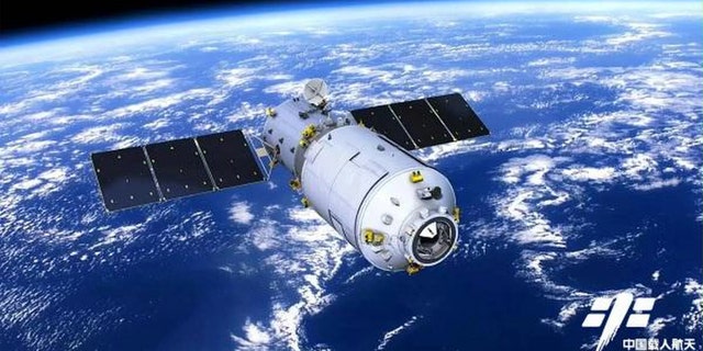Tiangong-2 orbits the Earth in this illustration. Credit: CMSE