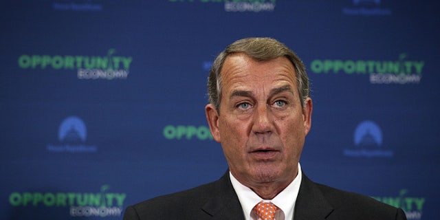 WASHINGTON, DC - JULY 08: U.S. Speaker of the House John Boehner speaks during a media availability July 8, 2015 at the U.S. Capitol on Capitol Hill in Washington, DC. The House Republican leadership addressed the media after a House Republican Conference meeting. (Photo by Alex Wong/Getty Images)