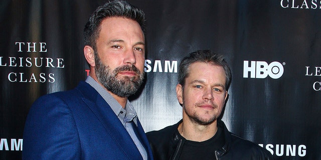 Ben Affleck, links, and Matt Damon attend the ‘Project Greenlight’ premiere of "The Leisure Class" in Los Angeles. Damon recently gushed about his pal's rekindled romance to Jennifer Lopez.