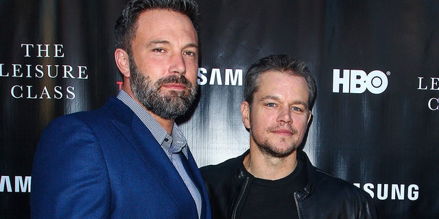 Ben Affleck, links, and Matt Damon attend the ‘Project Greenlight’ premiere of "The Leisure Class" in Los Angeles. Damon recently gushed about his pal's rekindled romance to Jennifer Lopez.
