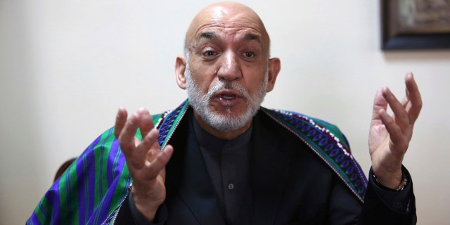 Former Afghan President Hamid Karzai speaks during an interview with the Associated Press in Kabul, Afghanistan, Monday, April 17, 2017.