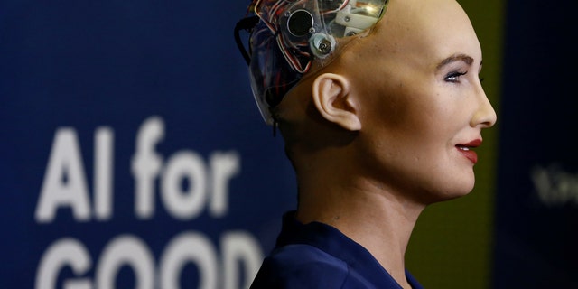 File photo: Sophia, a robot integrating the latest technologies and artificial intelligence developed by Hanson Robotics is pictured during a presentation at the "AI for Good" Global Summit at the International Telecommunication Union (ITU) in Geneva, Switzerland June 7, 2017. (REUTERS/Denis Balibouse)