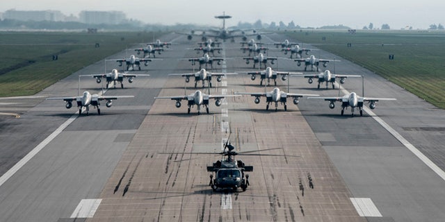Fully armed Aircraft from the 18th Wing during the no-notice exercise.