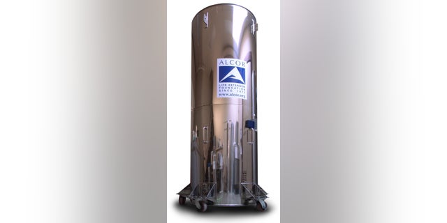 This "Bigfoot" Dewar is custom-designed to contain four wholebody patients and five neuropatients immersed in liquid nitrogen at -196 degrees Celsius. The Dewar is an insulated container which consumes no electric power. Liquid nitrogen is added periodically to replace the small amount that evaporates.