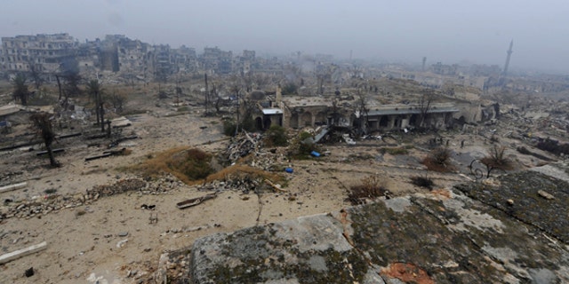 A general view shows damage in the Old City of Aleppo, Syria December 13, 2016.