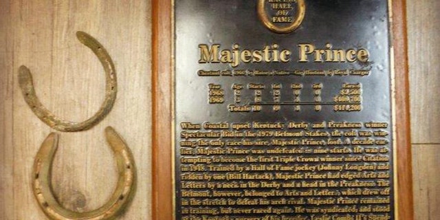 Among the items recovered by police was a plaque honoring Majestic Prince, winner of the 1969 Kentucky Derby and Preakness.