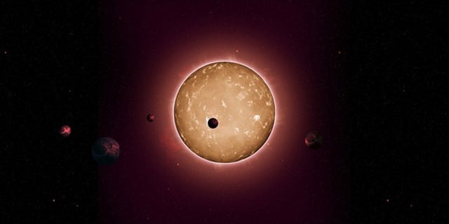 Artist's concept of the 11.2-billion-year-old star Kepler-444, which hosts five known rocky planets.