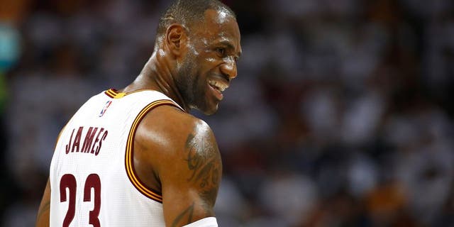 CLEVELAND, OH - APRIL 15: LeBron James #23 of the Cleveland Cavaliers looks on while playing the Indiana Pacers during the first half in Game One of the Eastern Conference Quarterfinals during the 2017 NBA Playoffs at Quicken Loans Arena on April 15, 2017 in Cleveland, Ohio. NOTE TO USER: User expressly acknowledges and agrees that, by downloading and or using this photograph, User is consenting to the terms and conditions of the Getty Images License Agreement. (Photo by Gregory Shamus/Getty Images)