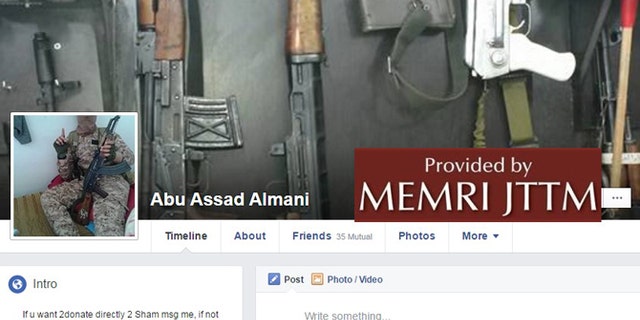 A screenshot of the fighter's Facebook page