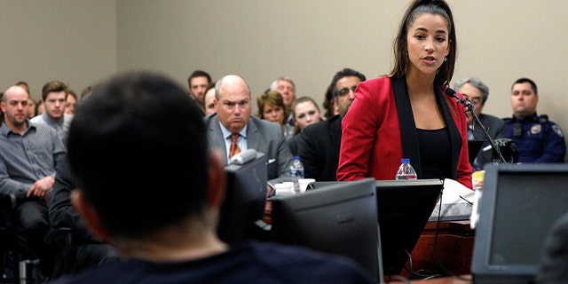Olympic gold medalist Aly Raisman confronted Larry Nassar in court Friday, Jan. 19, 2018.