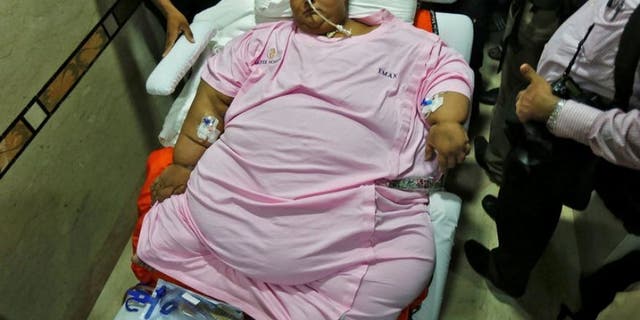 Eman Abd El Aty left an Indian hospital on Thursday for further treatment at a center in Abu Dhabi.