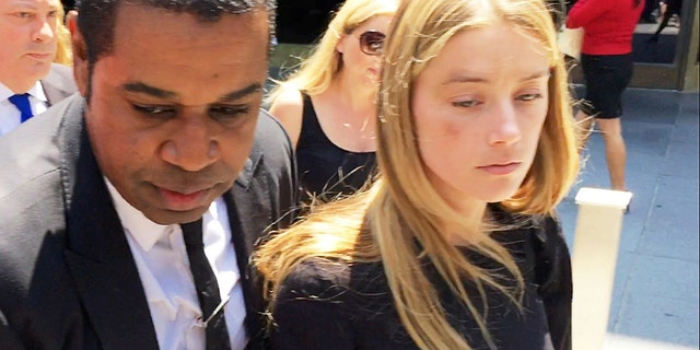 Amber Heard appeared with bruises on her face at a Los Angeles courthouse May 27, 2016, to obtain a restraining order against ex-husband Johnny Depp. 